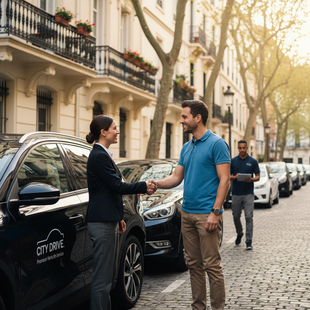 Fahrer holt Fahrzeug ab