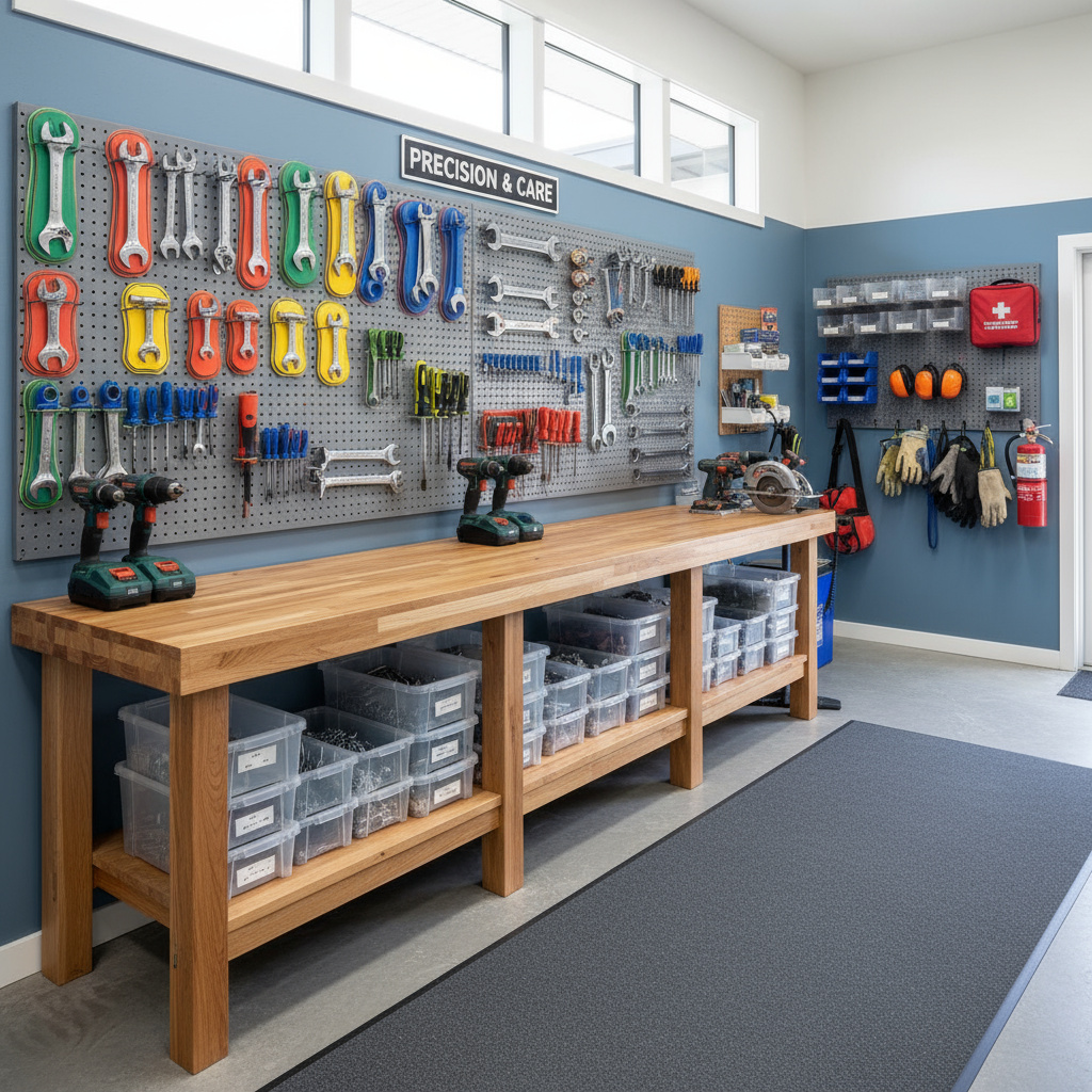 Ordentliche Werkstatt mit Werkzeugen
